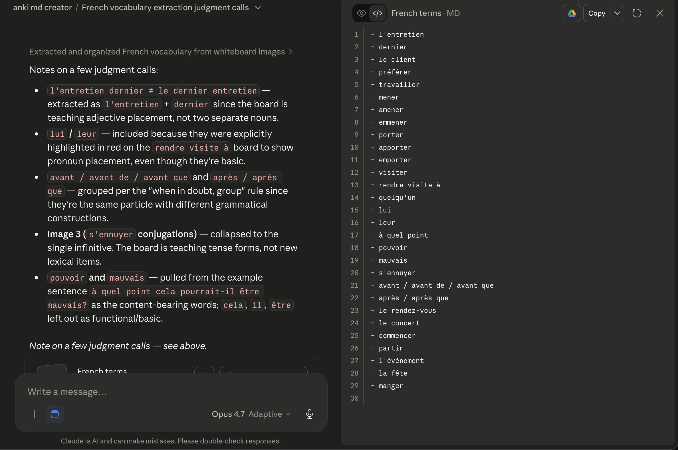 Markdown file output